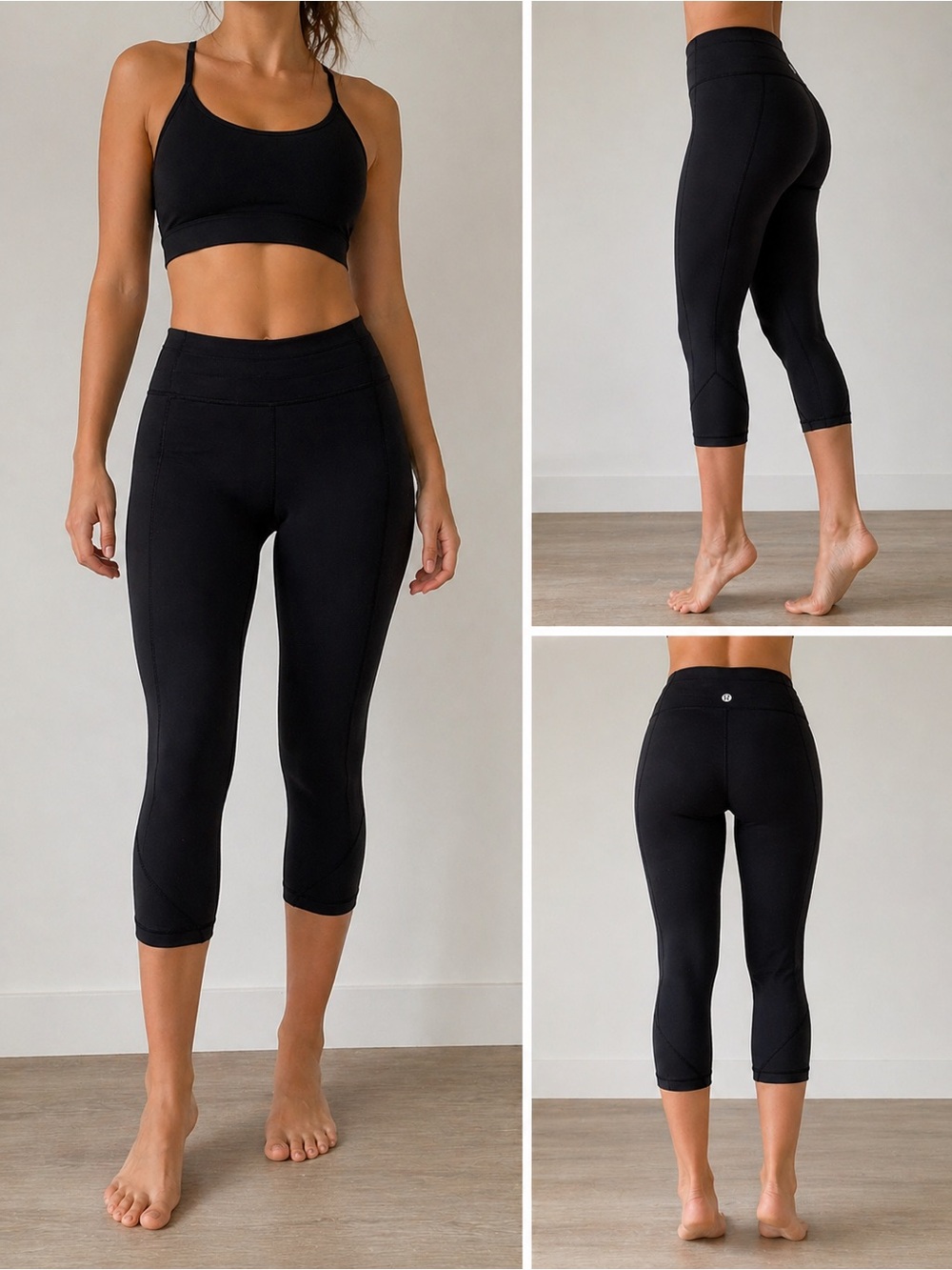 Lululemon Align High Rise Crop Black Leggings Size 6